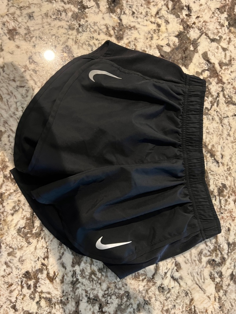 Nike Black Athletic Shorts with White Swooshes